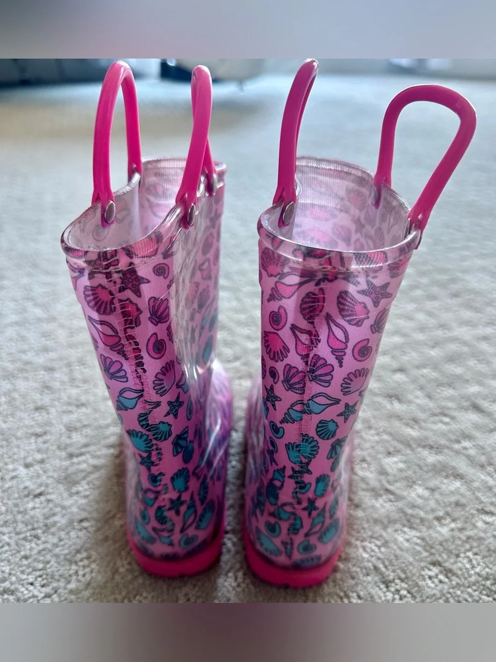 Capelli New York Ombre Seashell Print Rain Boots Toddler Girls Size 10 Pink Blue